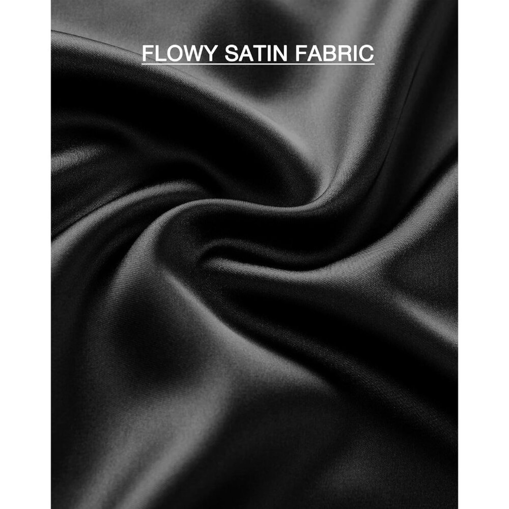 Women's Black Satin Elegant Fishtail Silk A Line Casual luxurious Midi Skirt - Picture 6 of 6